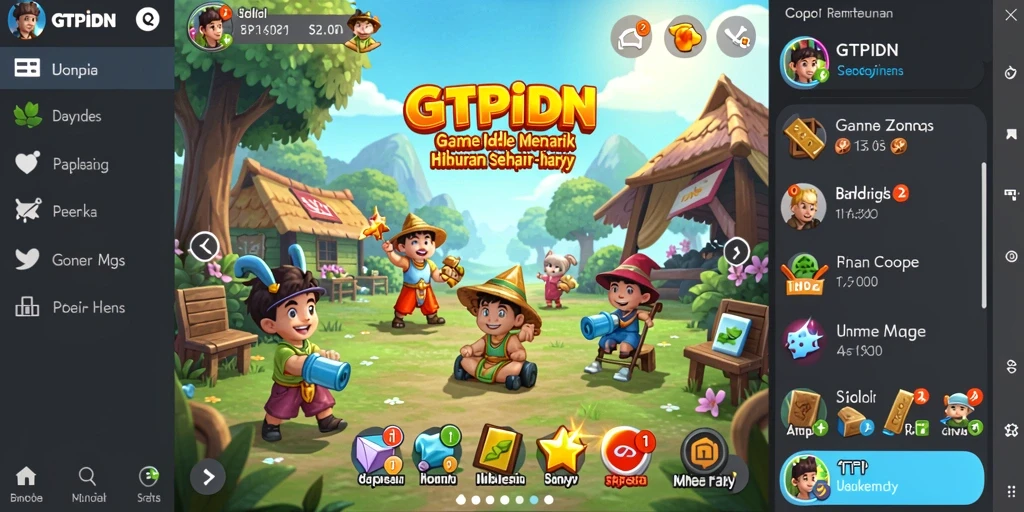 Tampilan gameplay GTPIDN dengan karakter dan pengumpulan sumber daya.