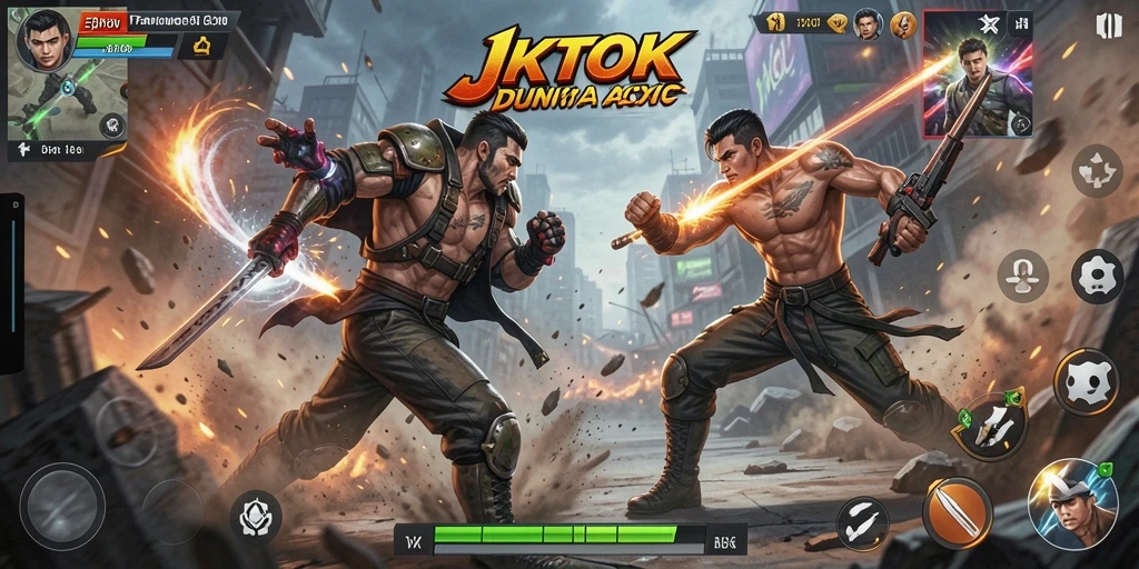 Screenshot gameplay JKTOK menampilkan pertarungan seru dan karakter beraksi.