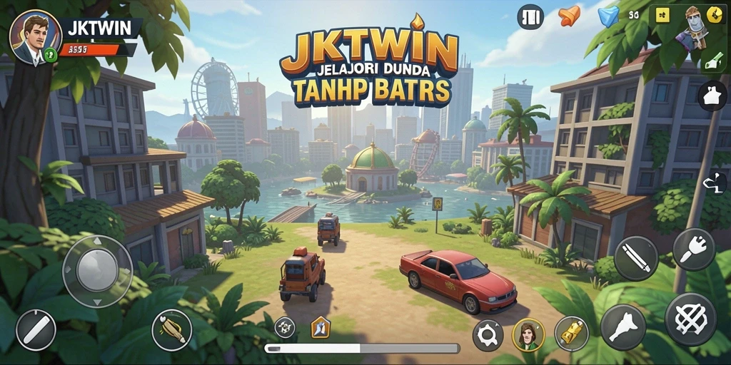 Tampilan gameplay JKTWIN dalam dunia terbuka yang mengesankan.