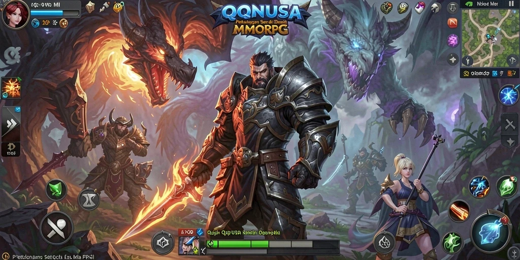Tampilan menakjubkan dari gameplay MMORPG QQNUSA yang penuh aksi.
