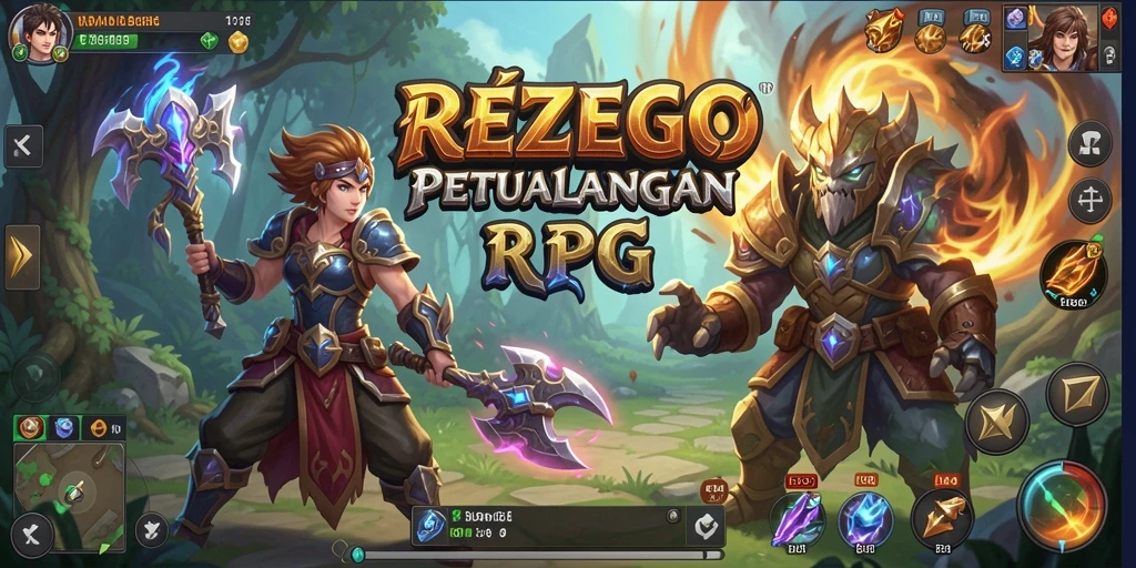 Tampilkan aksi seru dalam permainan RPG REZEGO.