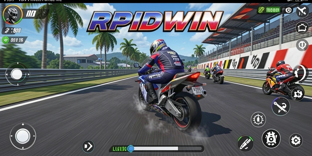 Tangkapan layar RPIDWIN menunjukkan aksi balap motor yang mendebarkan.
